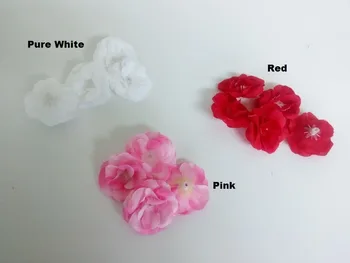

Free Shipping 50PCs/ Lot High Quality Made 48*25mm silk Blossom Mini Ros Flower Head, suitable for 3MM LED /rice bulb 3 Colors