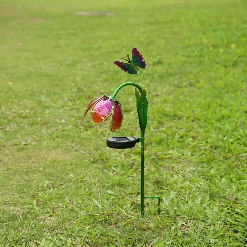 Solar LED Lawn Light Outdoor Garden Ground Lights Courtyard Landscape Lamp Flower butterfly Shape Garden Part Decor Light