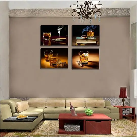 4 Panel Modern Cup Oil Painting Canvas Wall Picture Glass for Living Room Dinner Make Up | Дом и сад