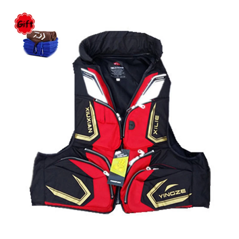 

Red Black Breathable Fishing Vest Fishing Clothing Fishing Clothes Tackle Flotation Vest Fishing Tackle Free Gift