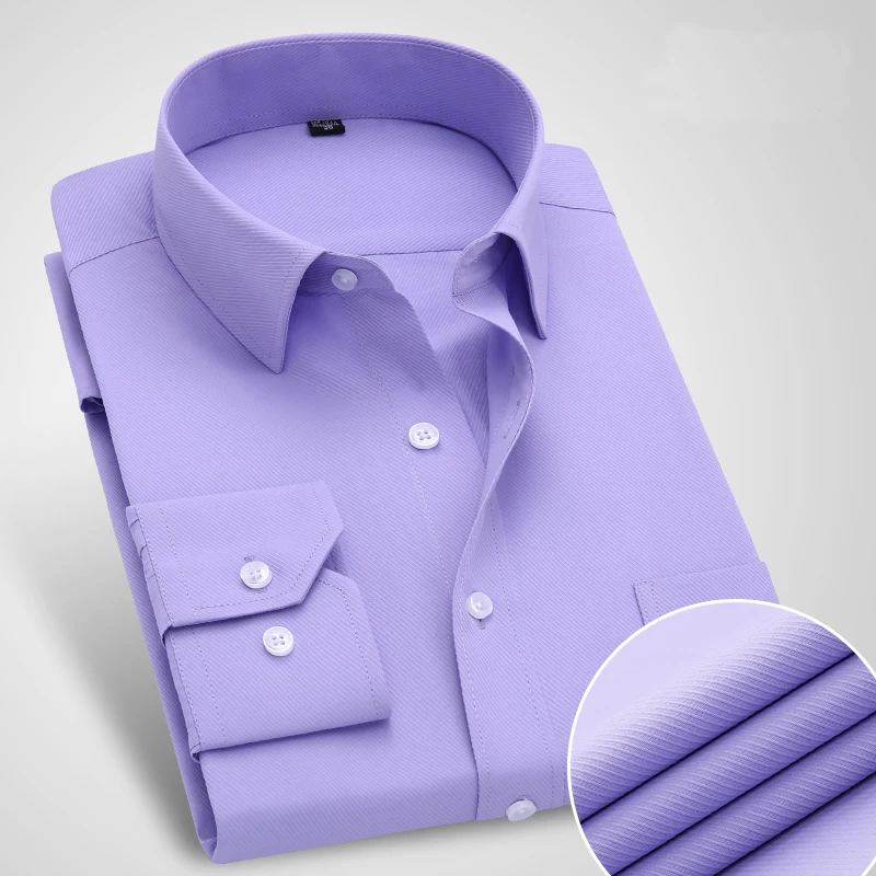 Для Мужчин Платье Рубашка Формальная деловая, общественная рубашки в классическом стиле, длинный рукав, не требует с низким содержанием железа сплошной Цвет рубашки плюс Размеры S-8XL