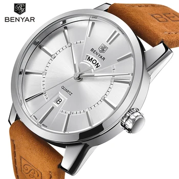 

BENYAR 2019 NEW Luxury Brand Men Sport Watches Men's Quartz Clock Man Army Military Leather Wrist watch Relogio Masculino