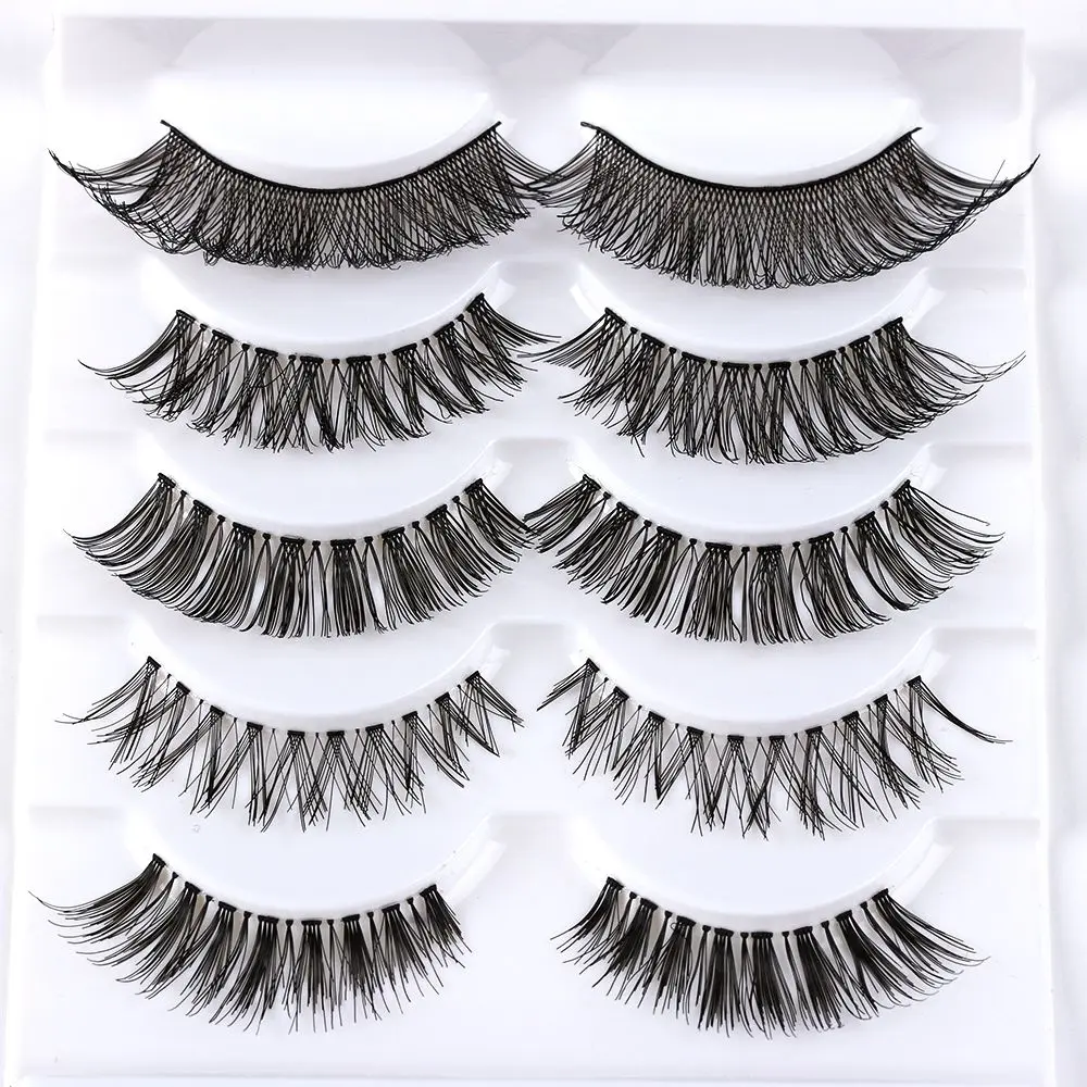 

5Pairs 3D Silk Fiber Multipack False Eyelashes Wispy Cross Long Eye Lashes Natural Makeup Extension Tools