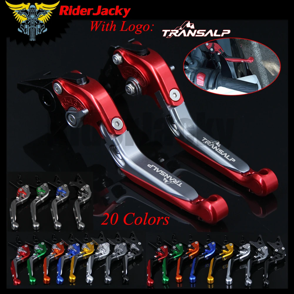 

RiderJacky LOGO "TRANSALP" Motorcycle CNC Brake Clutch Levers For Honda TRANSALP 600 VK/VL 1989-1990 1989 Extendable Foldable