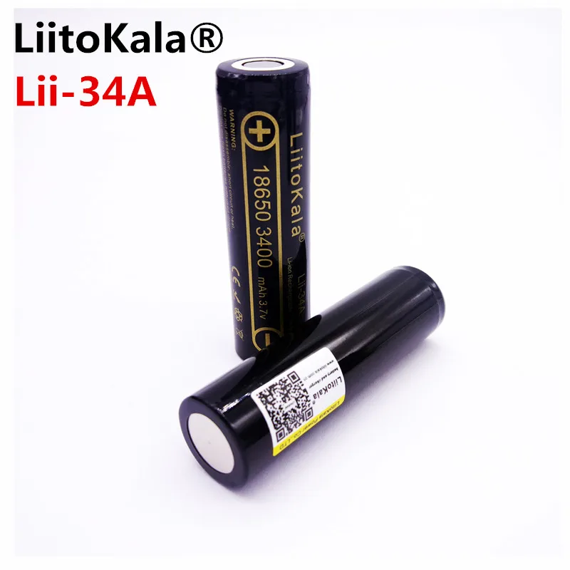 Зарядное устройство liitoKala+ 2 шт LiitoKala lii-202 ii-34A 18650 3400 мАч перезаряжаемый аккумулятор для фонарика, загрузка 4-5 А