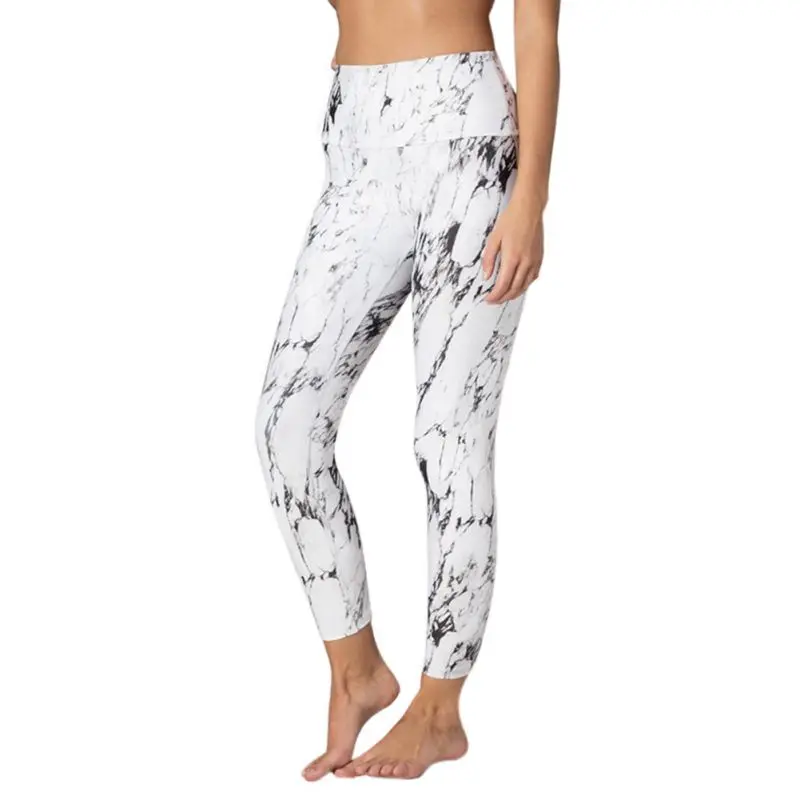 Summer Marble Print Women Long Leggings High Waist Fitness Push Up