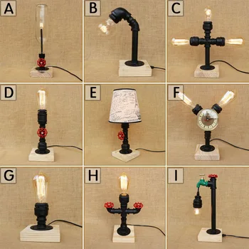 

Free shipping modern style wooden base water pipe desk lamp for restaurant cafe bar