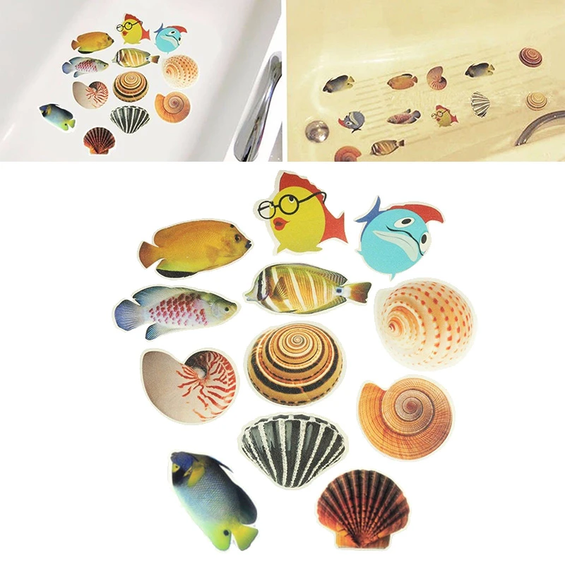 6pcs/lot Bathtub Anti-slip Fish Stickers Kid Shower Safety Stickers Cute Cartoon Wall Stickers Bathroom Decoration