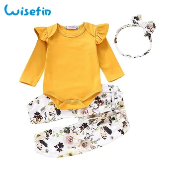 

Wisefin Newborn Baby Girl Clothes Set Baby Girl Clothes Newborn Summer Set Cute Infant Baby Girl 3Pcs Outfits Set With Headband