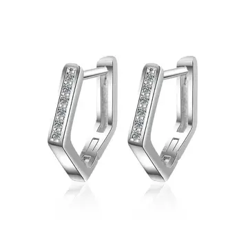 

New Simple Zircon Geometric Earrings For Women Trend Creative 925 Sterling Silver Jewelry Party Gift Oorbellen SAE132