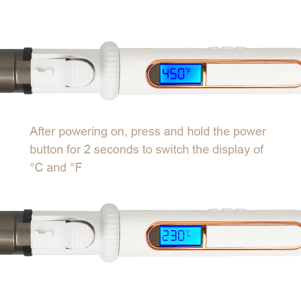 USHOW, профессиональная керамическая плойка для волос, светодиодный, с цифровым температурным дисплеем, щипцы для завивки, роликовые локоны, палочка, Вэйвер, стильный инструмент