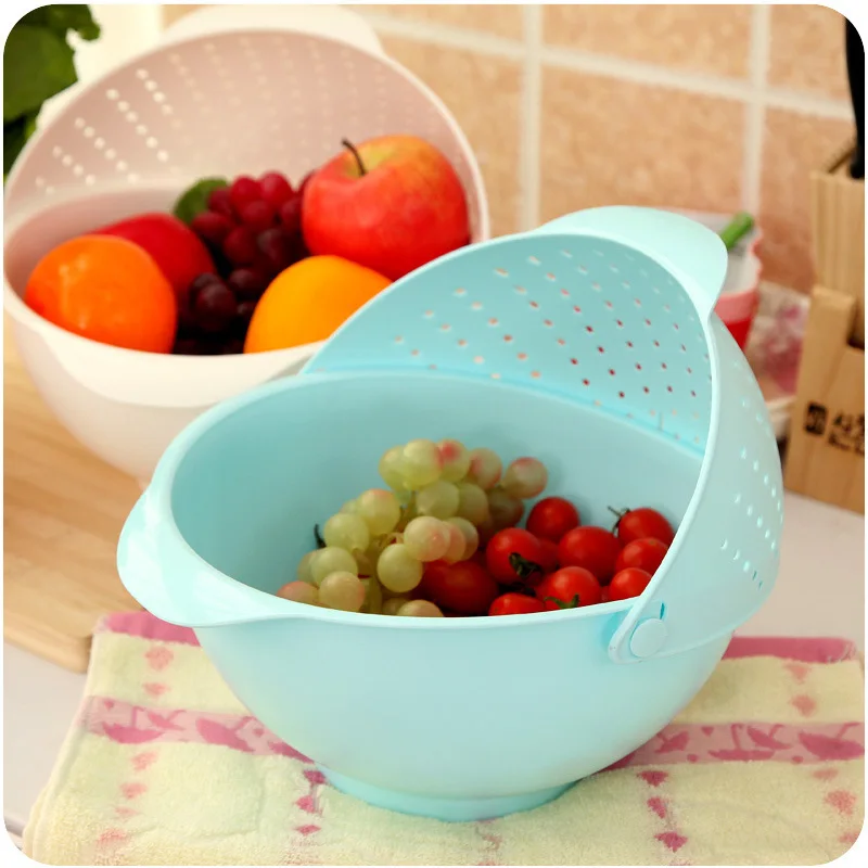 Strong Decoration Kitchen Drain Basket Fruit Vegetable Washing Basket Plastic Kitchen Tools Cleaning Storage Basket Organizer