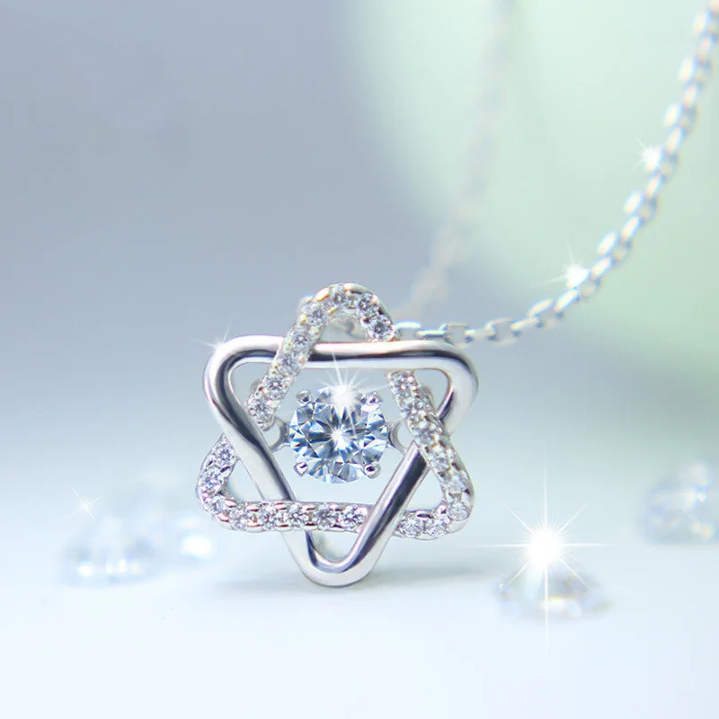 

Silver Crystal David Star Same Version Necklaces Pendant Star Silver Color High Quality Jewelry for Women Party Wedding