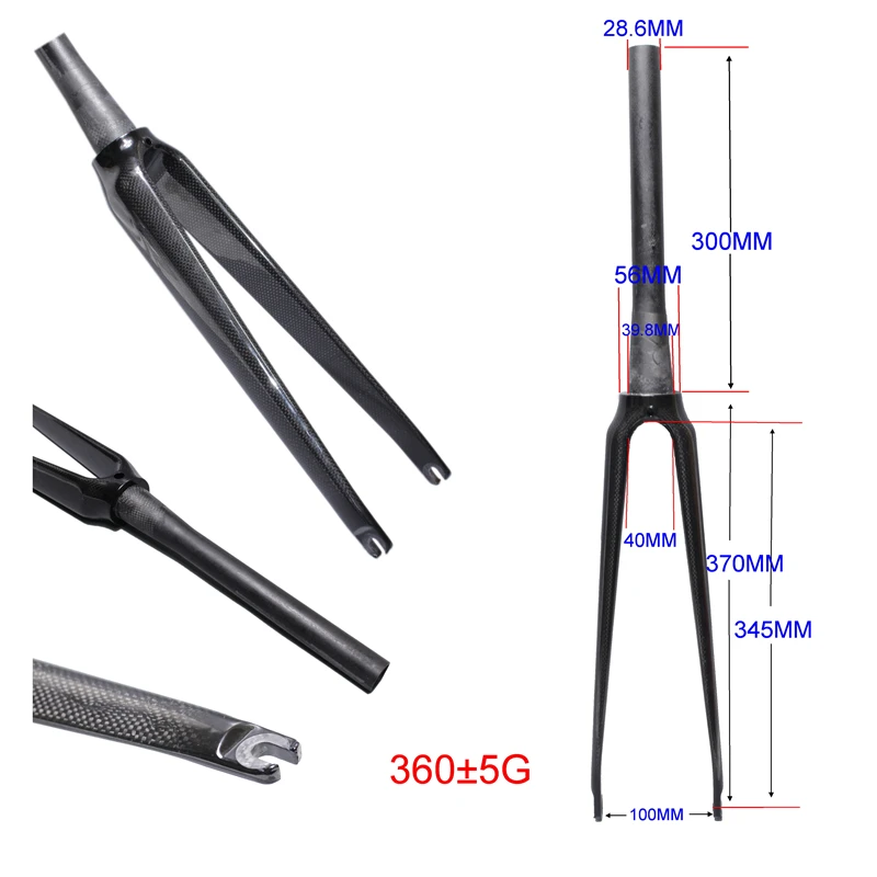 2017 new Conical Full Carbon Bicycle Front Fork 700C Carbon Intersection 3K 1 1 / 2 Full Carbon