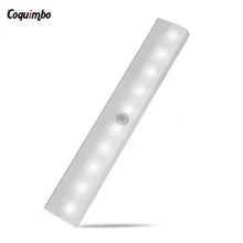 Under Cabinet Light Wardrobe IR Infrared Motion Detector Sensor LED Night Light Lamp 10LEDs Luminaire With Motion Sensor
