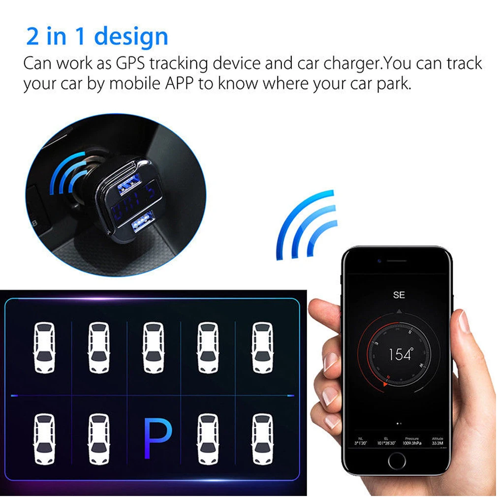 Автомобильный gps трекер локатор устройство слежения в реальном времени двойной USB зарядное устройство вольтметр