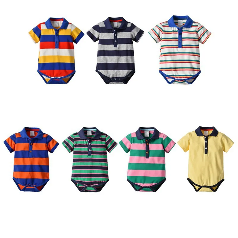 

Fashion Infant Baby Bodysuits Short Sleeve Stripe Print Kids Girls Boys Bodysuits Jumpsuit Cotton Newborn Clothes 2019 New