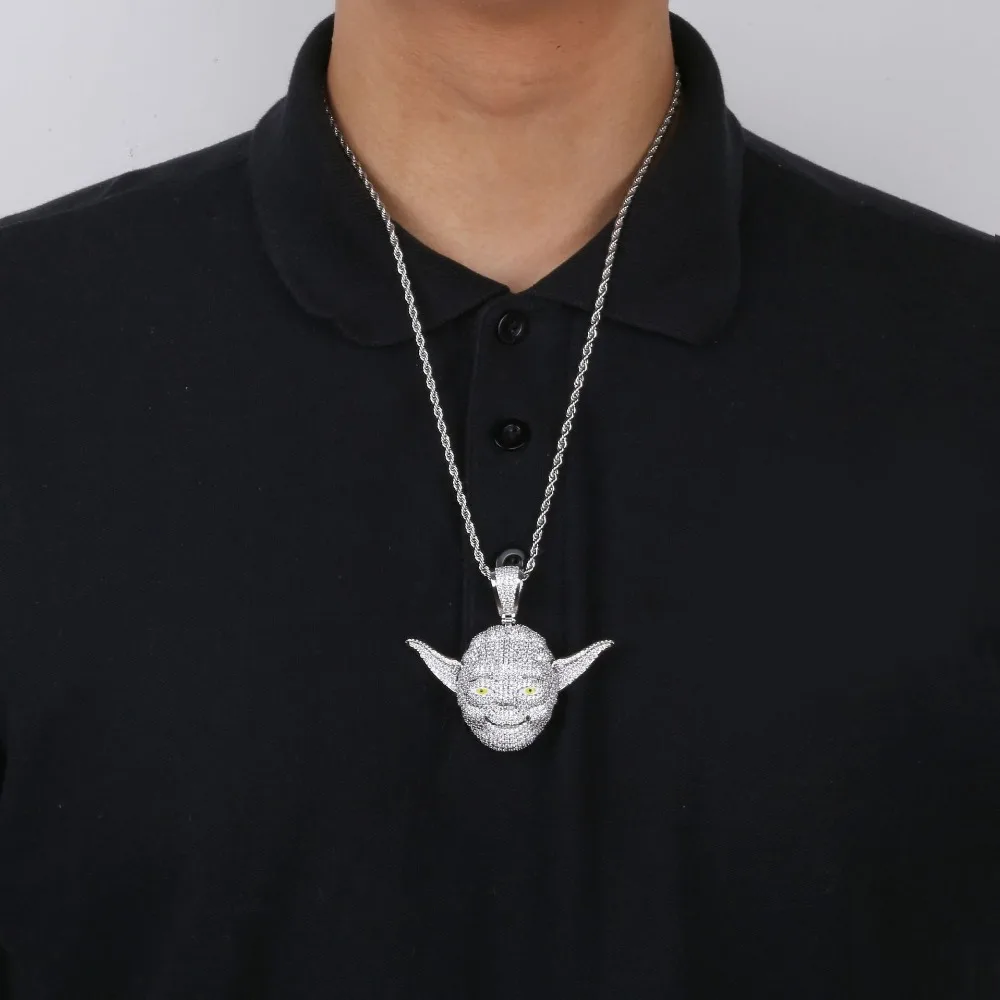 Iced Out Master Yoda Pendant Necklace 