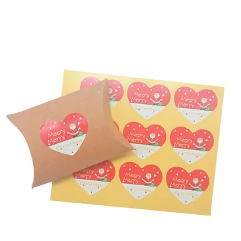 

90pcs/lot Merry Christmas Snowman Heart Sealing Sticker Adhesive Kraft Seal Sticker for Baking Gift Label Stickers