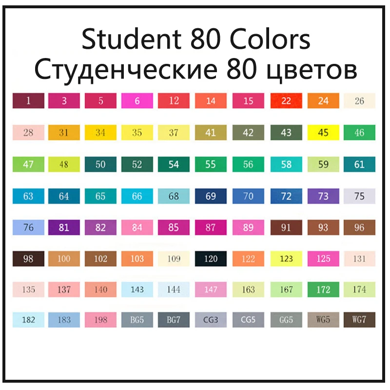 TOUCHNEW маркеры на спиртовой основе набор двойные гладкие чернила цветные ручки, маркеры для рисования finecolorur кисть для рисования; ручка Dessin Feutre Alcool - Цвет: Student-80
