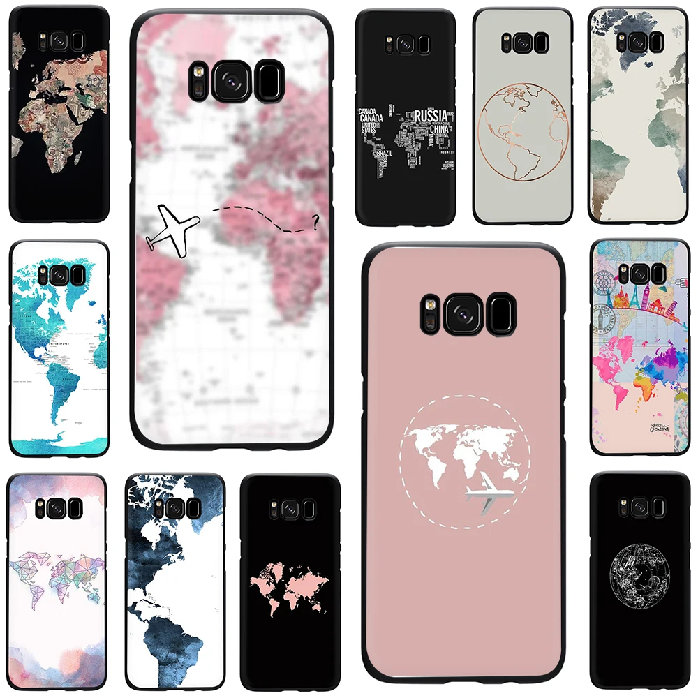 

Travel in the world map Soft Phone Cover Case For Samsung Galaxy A7 8 9 2018 A10 30 40 50 70 J6