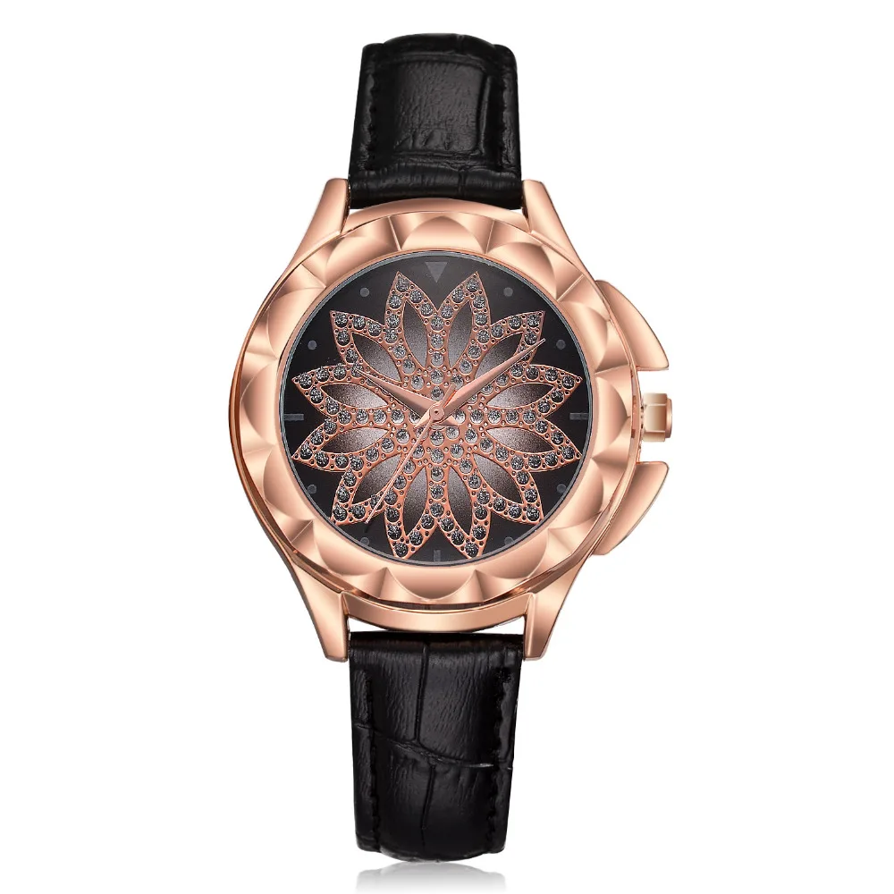 

PRE-ORDER 2018 Women Rhinestone Watches Ladies Dress Watch Brand Real Leather Band Big Dial Bracelet Wristwatch Crystal Watch