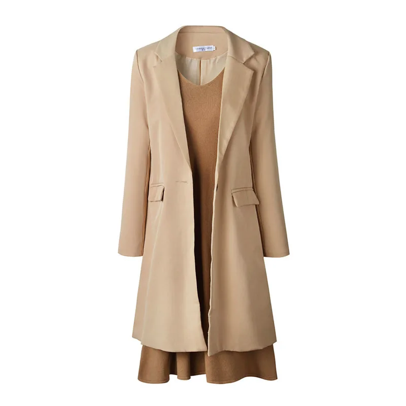 2019 Spring Celebrity Temperament Commuter Ol Suit Jacket + Mid-length Knitted Skirt Two-piece Set Women Jackets and Coats Suit