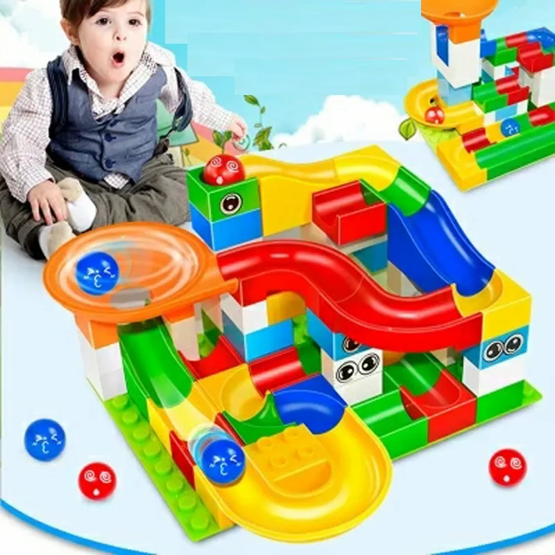 

104PCS Marble Race Run Maze Ball Track Building Blocks Plastic Funnel Slide Big Size Bricks Compatible With Blocks