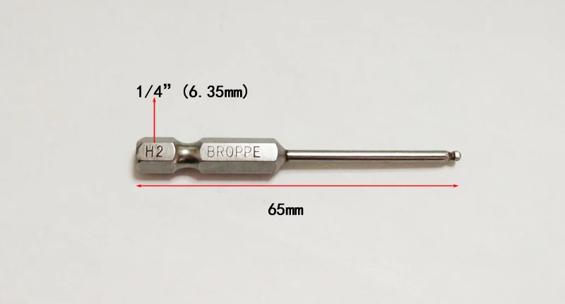 10 шт./компл. 1/4 "65 мм H2 шаровой головкой Шестигранная отвертка бит S2 Магнитная электродрель Шестигранная отвертка головы Мощность драйвер