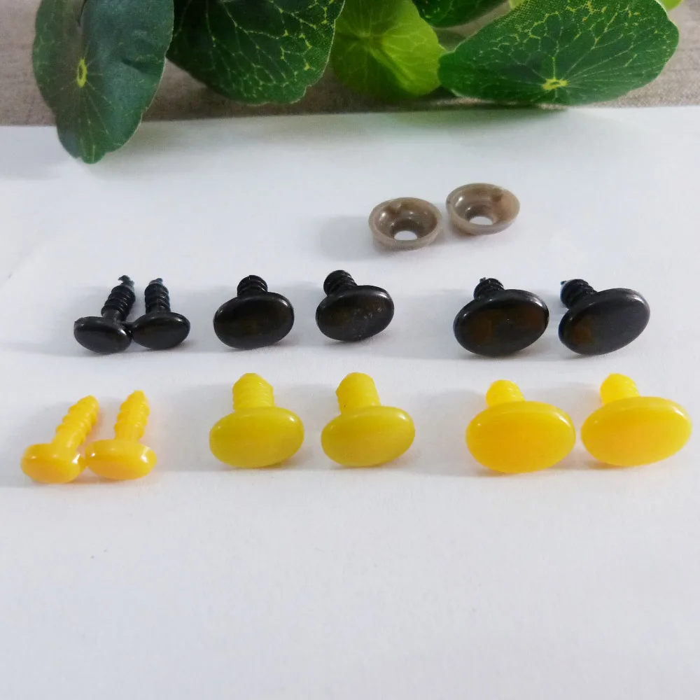 100 шт./лот 5x6/6x9/8x11/9x12/11x14/12x17/15x22 мм овальные плоские желтые/черные пластиковые игрушки нос и мягкие шайба- размер вариант