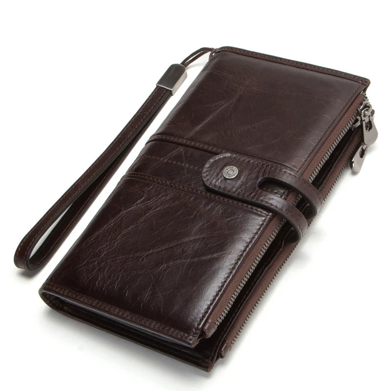 

genuine Leather men's clutch bag, three fold multi-function cow leather wallet
