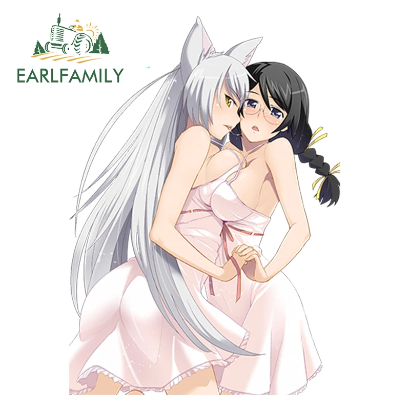 

EARLFAMILY 13cm x 9.3cm Sexy Girl Car Sticker Monogatari (Series) for Black Hanekawa, Hanekawa Tsubasa Decal Anime Car Styling