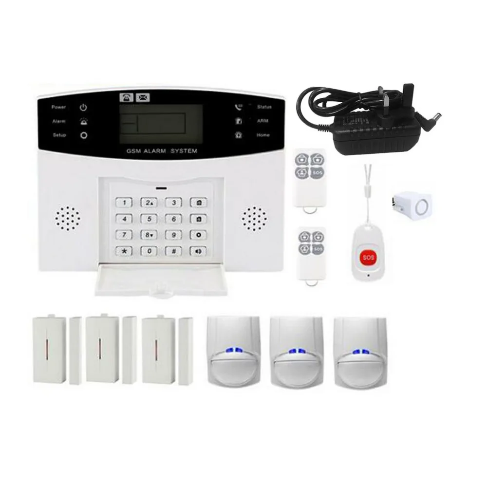 

GSM Wireless Home Burglar Alarm System SOS Motion Door Window Sensor Security Auto Home Security Safe Alarm System UK Plug