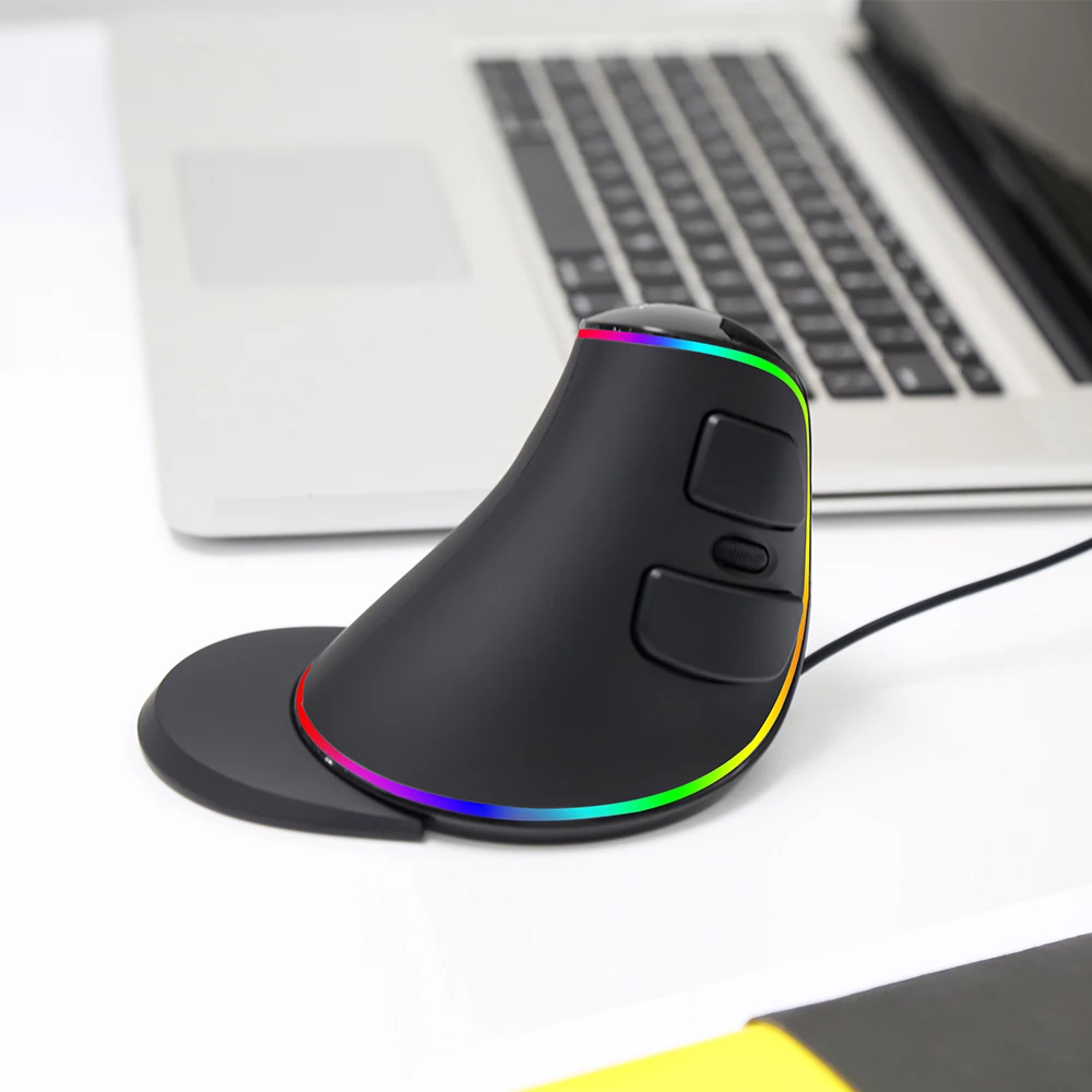 Эргономичная Вертикальная мышь Delux M618Plus RGB с 6 кнопками оптическая компьютерная