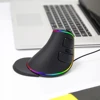 Эргономичная Вертикальная мышь Delux M618Plus RGB с 6 кнопками, оптическая компьютерная мышь 4000 DPI со съемной подставкой для рук для ПК и ноутбука ► Фото 3/6