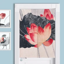 Китайский стиль мыть живопись цветок лотоса занавес двери хлопок декоративная перегородка Бытовая 85x120 см