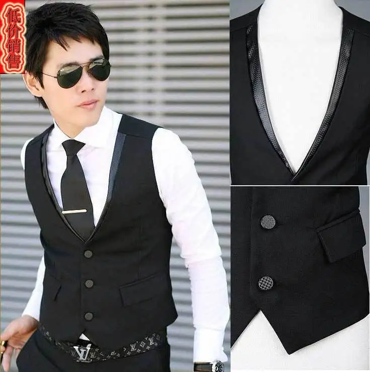 Fashion Discount Men's Vest Formal Business Suit Career Vests Slim