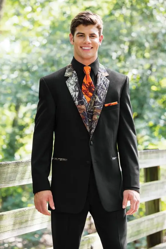 Brand New Groomsmen Camo Groom Tuxedos Shawl Notch Lapel Men Suits
