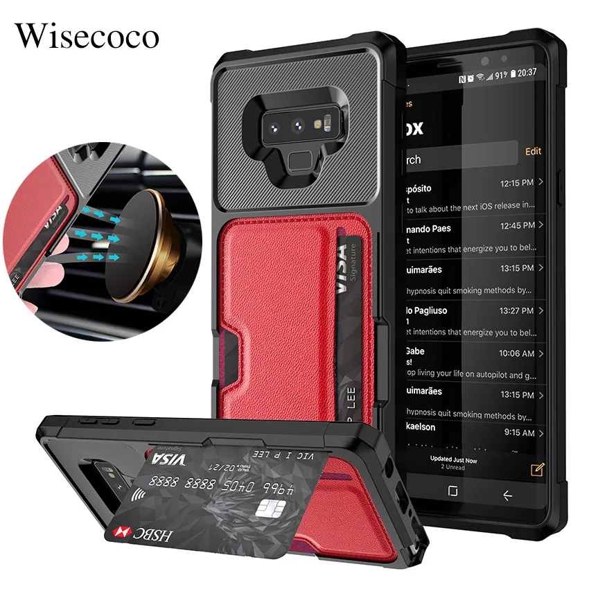 

Luxury Card Wallet Phone Case for Samsung Galaxy Note 9 S9 S10 Plus S9 S10e Hybrid Silicone Bumper Slim Soft Leather Back Cover