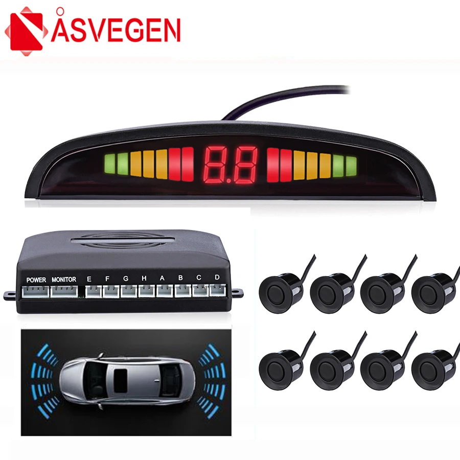 

Auto Parktronic LED Parking Sensor 8 Sensors Reverse Backup Parking Radar Monitor Detector System Backlight Display