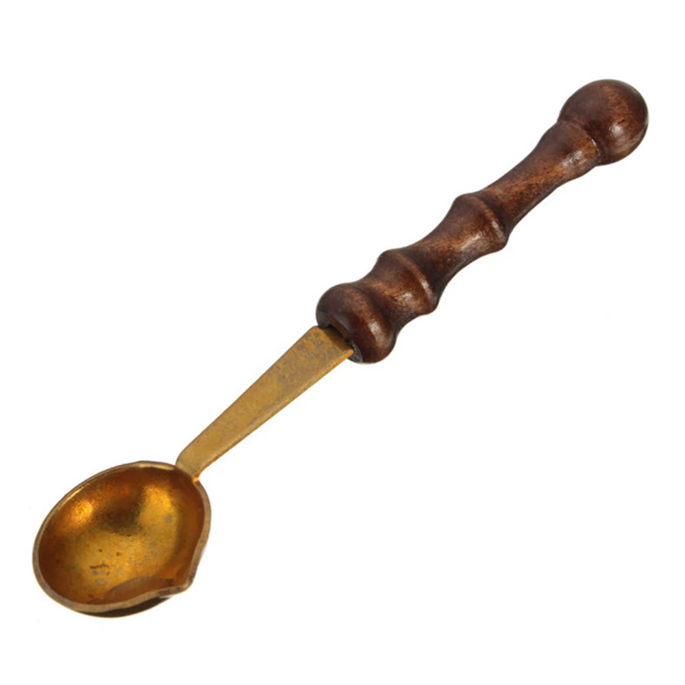 

1PC Retro Wax Spoon Anti-hot Stamp Sealing Wax Spoon Vintage Wooden Handle Candle Making Kits Tools
