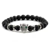 Pulsera de Lava negra, Reiki, Buda, piedra Natural, cabeza de leopardo.