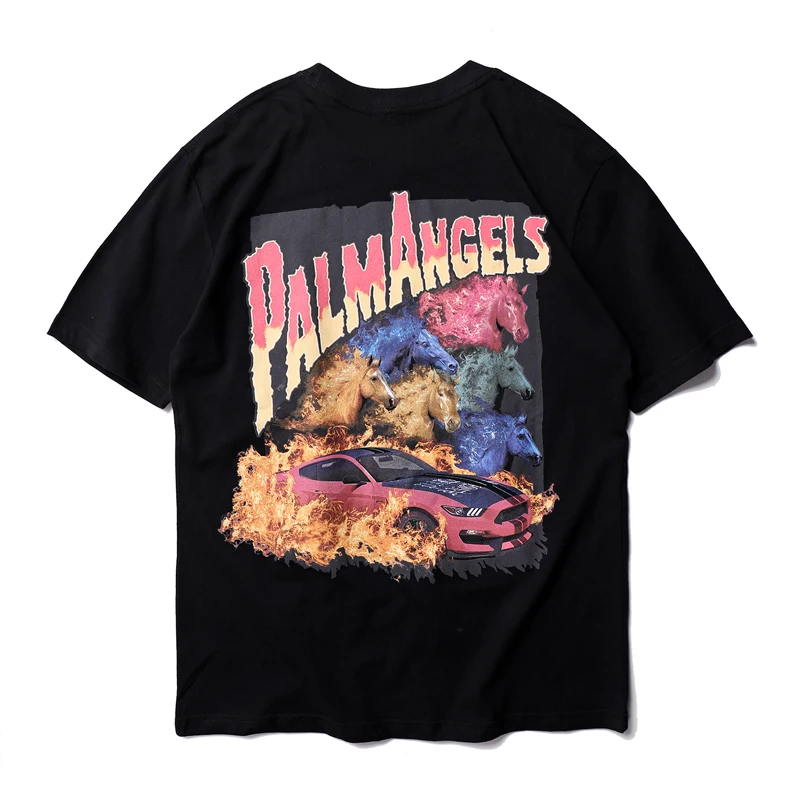 

Palm Angels t-shirt Best Quality 3D Printing Top Tee Fashion Casual Skateboard 2019 New Hip Hop Cotton Palm Angels T-shirt