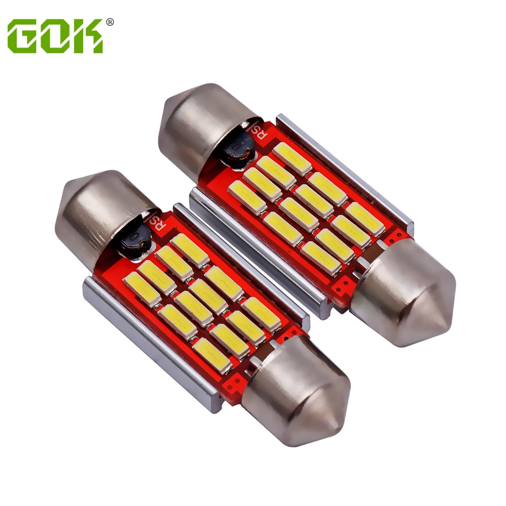 

50pcs Led Dome Festoon 12smd 4014 Car Reading Light No Polarity Canbus C5w 31mm 36mm 39mm 41mm Bulb For European License Plate