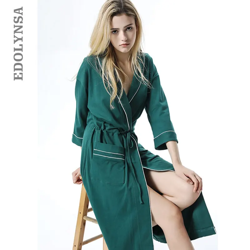 

Autumn Sleepwear Robe Female Green Nightgown Ladies Women Bathrobe Winter Kimono Night Wear Robe Gown Long Housecoat kimano T378