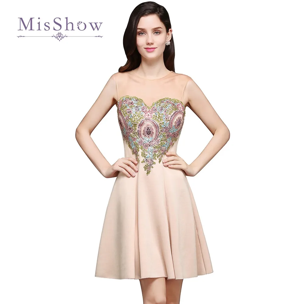 Sweet Cocktail Dresses 2017 New Peach Pink Lace Short Prom Dress Plus