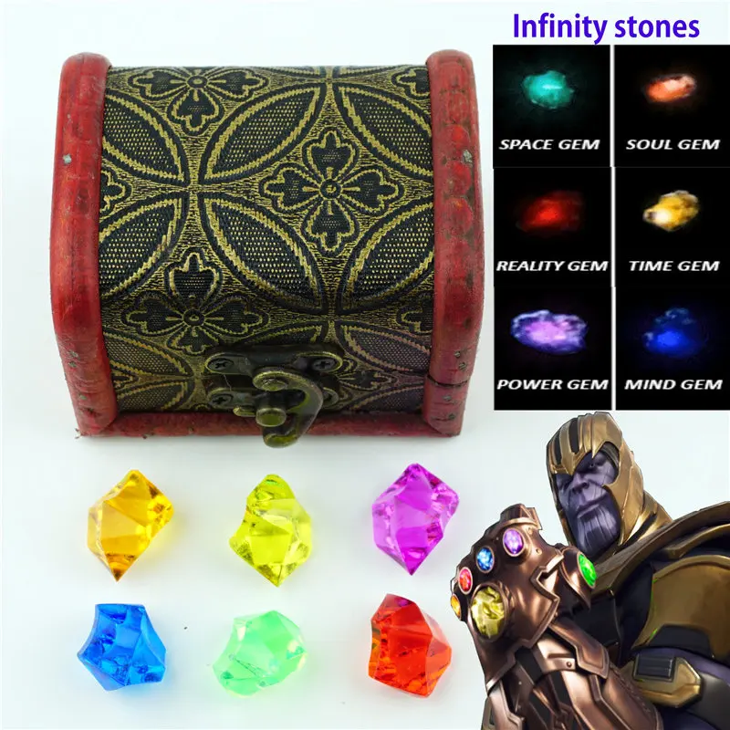 Бесконечная перчатка Thanos Infinity stones набор из всех 6 шт. драгоценных камней акриловые амулеты для косплея реквизит ювелирные аксессуары Игрушка New0101 - Окраска металла: 6 pcs Gem and Box