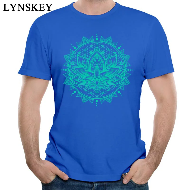 100% Cotton Fabric Tops T Shirt Lotus Mandala - Tosca for Boys Summer T-Shirt Casual Cheap Round Neck Short Sleeve Sweatshirts blue