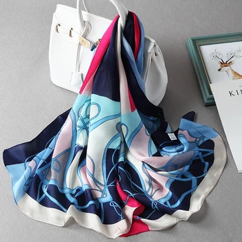 

Women 100% Pure Silk Scarf Long 2020 Luxury Natural Silk Wraps for Ladies Print Shawls Foulard Femme Real Silk Scarves