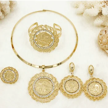 

2018 Party Gift 18 Gold Jewelry Sets Fashion Crystal Necklace Ring Earring Charm Women Wedding Jewelry Accessories Set